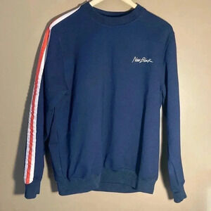 New Black red  white stripes navy sweatshirt